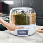 Rotating Grain Dry Food Dispenser Countertop - 6 Grids Cereal Tank Dispenser for Lentils, Rice, Beans - Kitchen Pantry Storage Container- Max 10kg/22 lbs Capacity - White