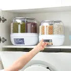 Rotating Grain Dry Food Dispenser Countertop - 6 Grids Cereal Tank Dispenser for Lentils, Rice, Beans - Kitchen Pantry Storage Container- Max 10kg/22 lbs Capacity - White